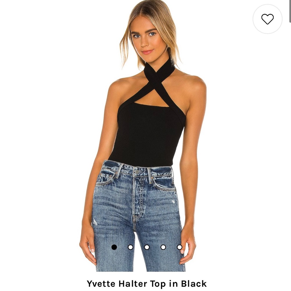 NBD Revolve Yvette Ribbed Halter Top in Black